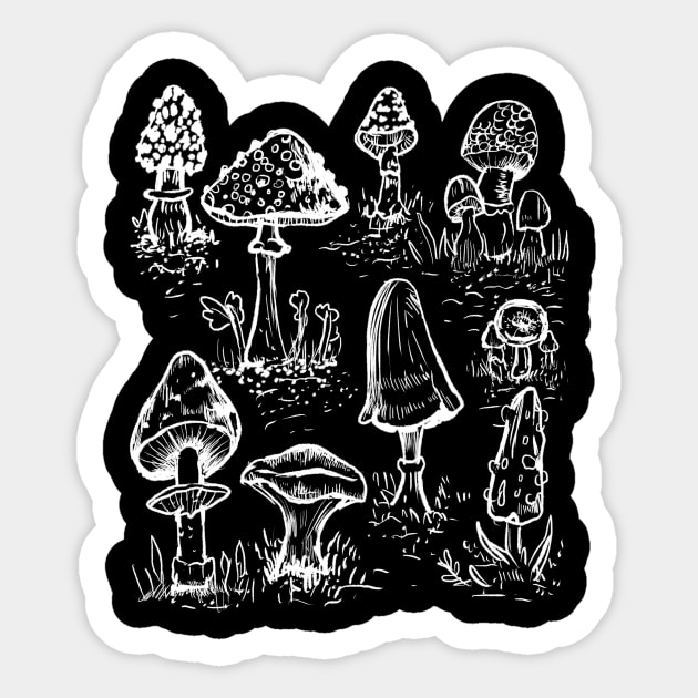 Mushies, Mushrooms, Witchy, Gothic Fungi Sticker by LunaElizabeth